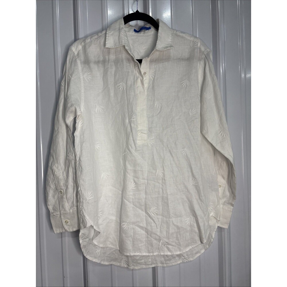 J. McLaughlin White 100% Linen Pullover Size Medium